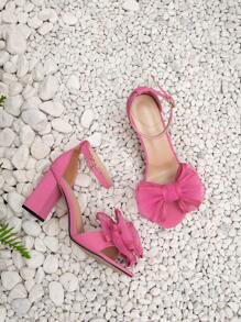 Butterfly Strappy Sandal, Chunky/High Heels, Size 35-44, Perfect For Summer Vacations Valentines - Hot Pink - View 5