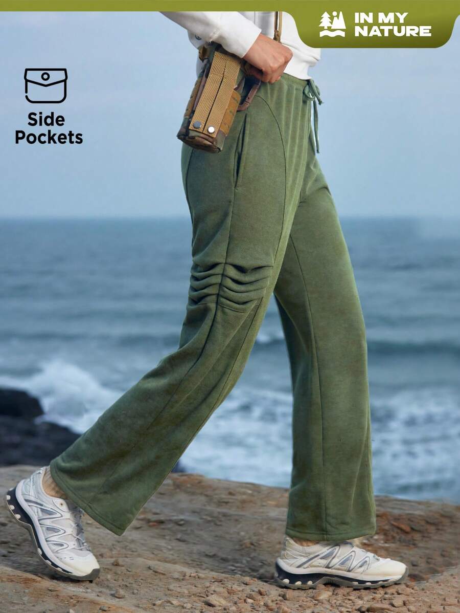 In My Nature Solid Color Drawstring Waist Outdoor Pants