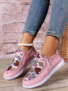 Màu hồng Đúng mốt Hình trái tim Của phụ nữ Giải trí Giày dép - Hồng - Xem 1