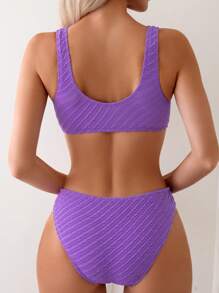 SHEIN Swim Summer Beach Women's Solid Color Swimwear Set Carnival - Purple - View 2