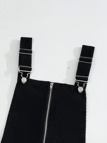 SHEIN Essnce 女士拉鍊前開中長裙子 - 白色 - 查看 4