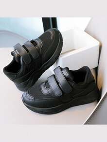 女童黑色雙扣時尚運動鞋 - 黑色 - 查看 3