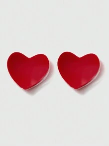 ROMWE 1pair Heart Shaped Silicone Nipple Cover - Red - View 2