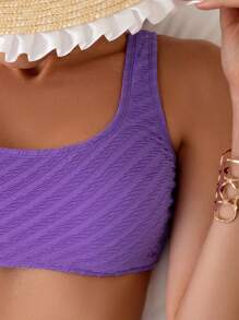 SHEIN Swim Summer Beach Women's Solid Color Swimwear Set Carnival - Purple - View 4