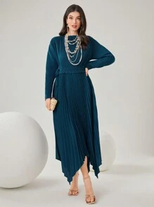 Modelyn Vestido de mujer con mangas largas y pliegues, estilo árabe, abaya, vestidos largos de noche