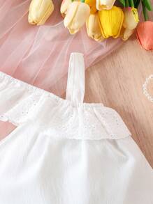 Infant Baby Girls' Lace Trim Oblique Shoulder Tank Top