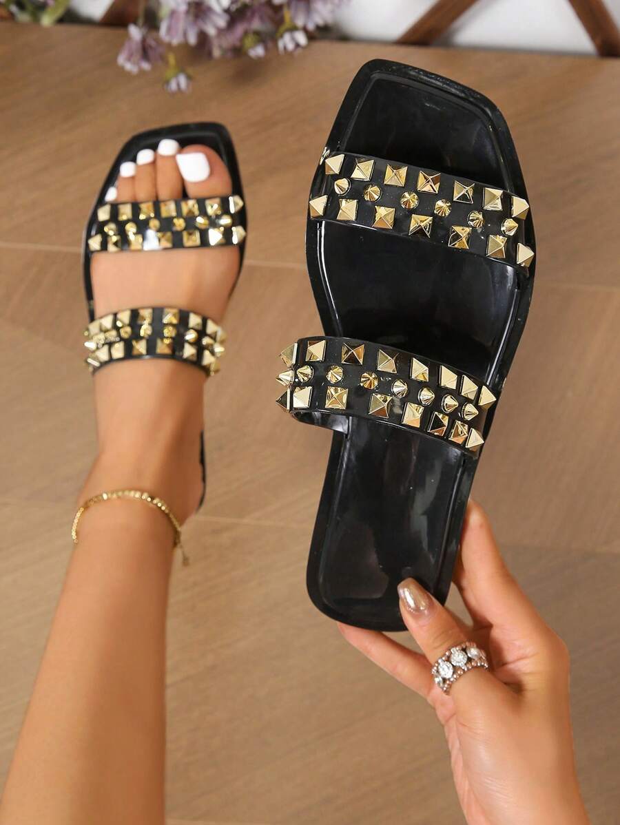 Plateau Hausschuhe Damen - Breite Sommer Pantoffeln Mit Offenen Zehen