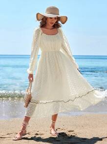 Aveloria Flower Cut Long Sleeve Dress - Multicolor - View 4