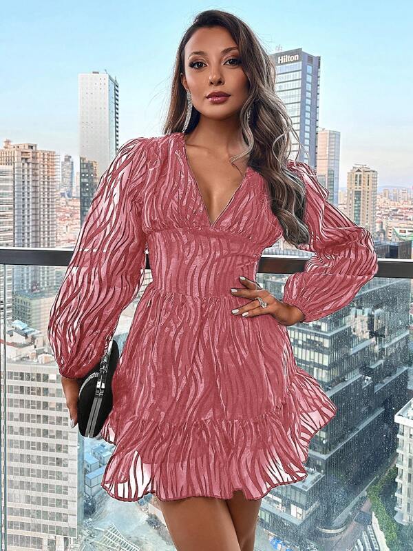 RueChic Rochie bodycon cu decolteu în V adânc pentru damă