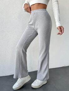 EURMUSE Women's Ribbed Pants - Grey - View 3