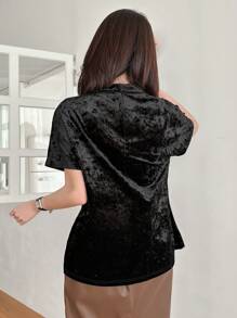 DAZY Camiseta De Manga Corta Y Alas De Murciélago Con Cuello En V Para Mujer