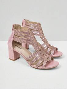 Styleloop Của phụ nữ Long lanh Dày Giày cao gót Chóp giầy mở ra Dép xăng đan , Phong cách Bohemian Cho mùa xuân Và Mùa hè - Hồng - Xem 2