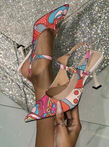 Colorful Fashionable High Heels With Back Strap For Women - Multicolor - View 1