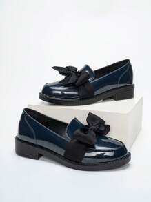 Giày bệt đế xuồng mũi tròn đế dày cho nữ, đi làm và đi chơi - Màu xanh hải quân - Xem 4