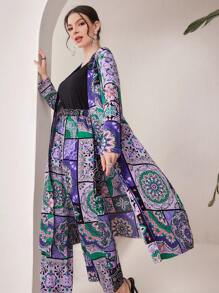 Al Najma 女式全印花长袖前开襟上衣和裤子套装 2 件套 - 彩色 - 查看 3