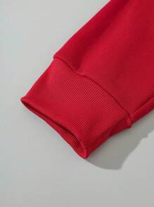 Men's Cartoon Slogan Printed Sweatshirt - Red - View 8