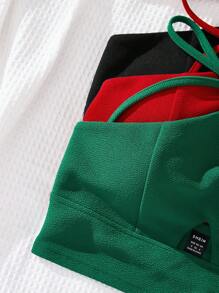 SHEIN VCAY 3pcs/Set Solid Color Halterneck Padded Tank Top For Women