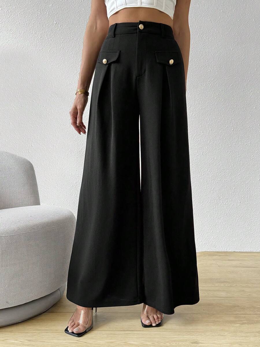 SHEIN Privé Của phụ nữ Người đi lại Đen Quần - màu đen - Xem 1