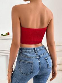 SHEIN Privé Top De Corsé Con Lazo - Rojo - Ver 2