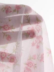 DAZY Của phụ nữ Phong cách Vintage In hoa Lưới trong suốt Top Cây trồng - Hồng - Xem 8