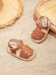 Spring Summer Breathable Pu Leather Rubber Sole Boys' Hook And Loop Toddler Sandals - Brown - View 4