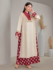 Al Najma 女士花卉刺繡立領阿拉伯長裙 - 彩色 - 查看 7