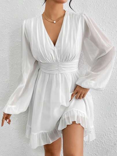 Firerie Alla Hjärtans Dag Chiffon Djupr V-ringad Lyktärm Klänningar