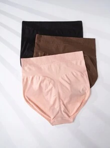 SHEIN 3 cái/bộ Liền mạch Kích thước lớn Của phụ nữ Màu thuần Đồ lót - Nhiều màu - Xem 2