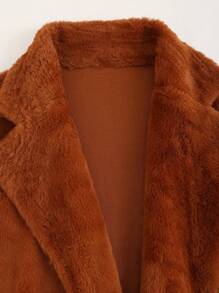 Lunelith SHEIN Lunessa Teddy Mantel Mit Revers Und Langen Ärmeln