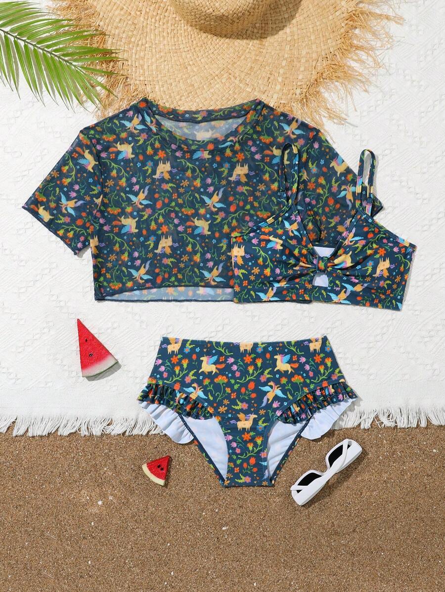 Tween Girl All-Over Print Bikini Set Summer Beach