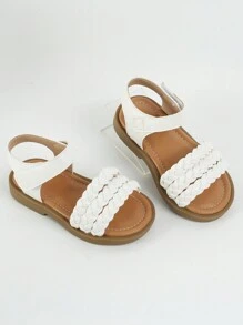 1雙幼童女孩夏季平底鞋白色涼鞋,小童鞋 - 白色 - 查看 1