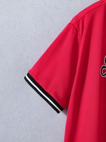 Teen Boys' Letter Print Short Sleeve Top And Shorts 2pcs/Set, School, Campus, College