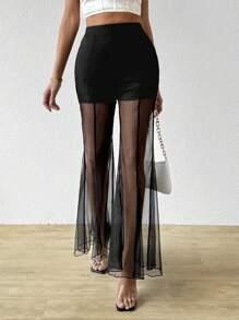 Firerie Women'S Wide-Leg See-Through Flare Pants - Black - View 6