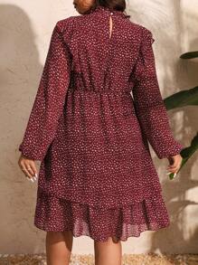 SHEIN Clasi Grote maten Vrouwen Stippen Print Waist-cinching Jurken