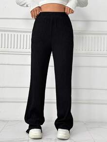 SHEIN Unity Casual And Comfortable Women's Pocketed Pants - Black - View 6