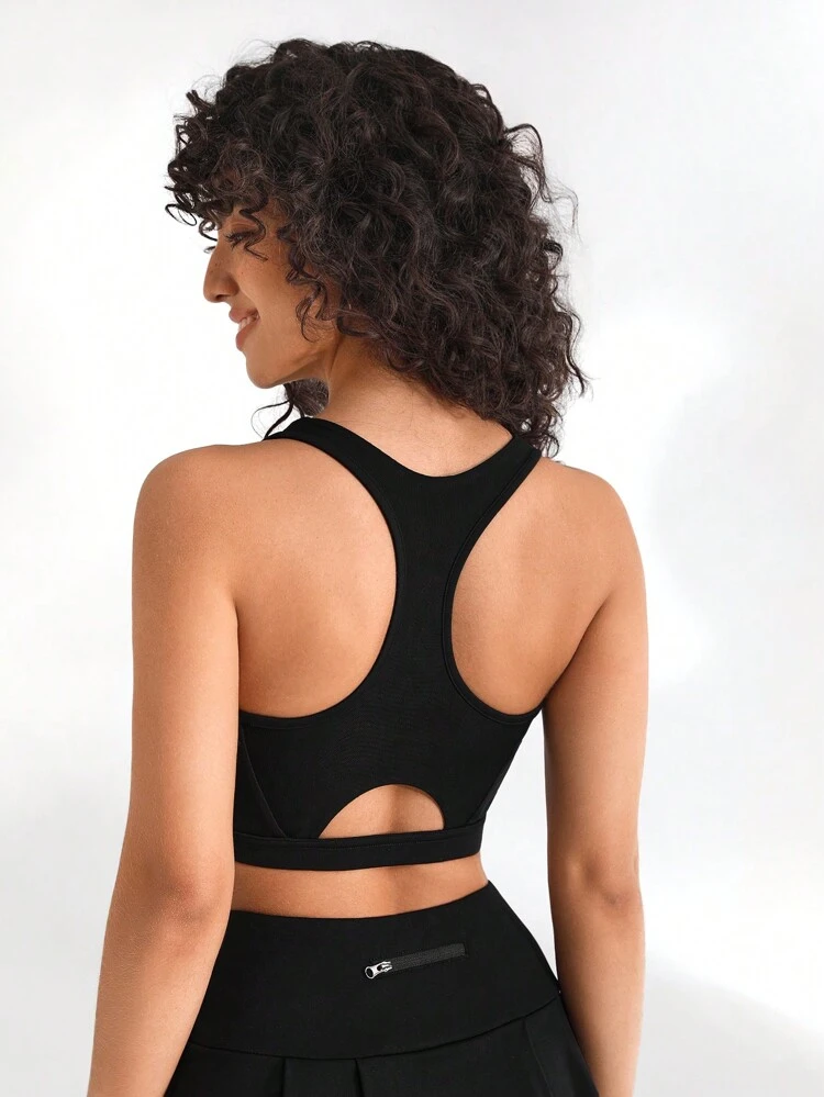 Women'S Breathable Mesh Splice Sports Bra Top With Sexy Back