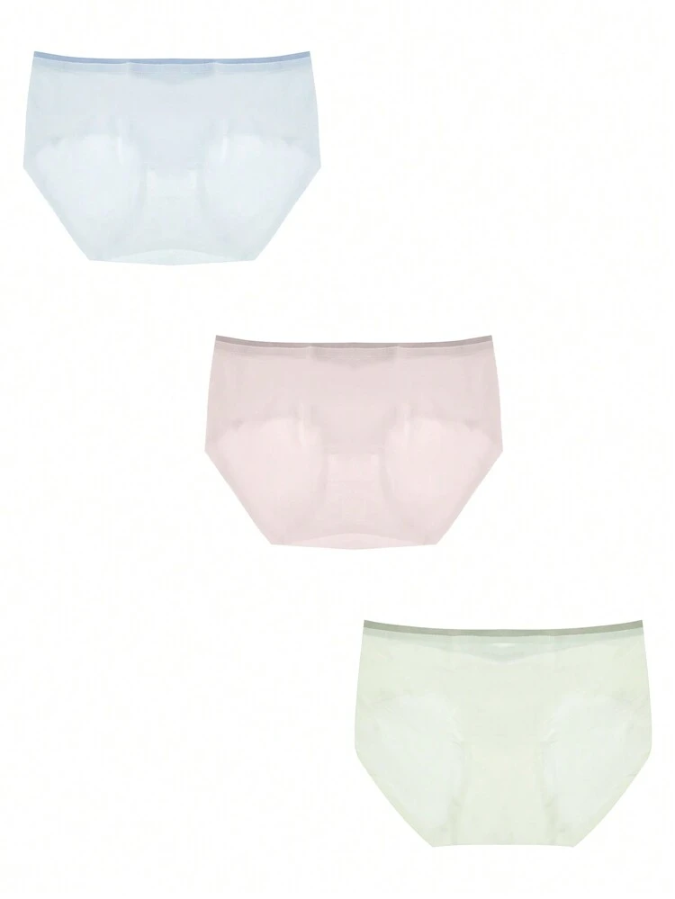 3pcs Solid Color Semi-Transparent Maternity Bikini