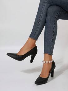 Women's Fashionable Versatile Sexy & Comfortable Lightweight Pointed Toe Commuter High Heel Shoes, Suitable For All Seasons - Black - View 4