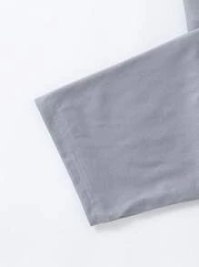 Teen Boy Letter Printed Short Sleeve Top And Long Pants Pajama Set - Grey - View 5