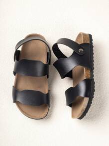 Sandalias Planas Negras Para Niños - Negro - Ver 4