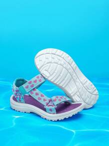 Dép đi biển hình trái tim cổ điển cho bé gái màu sắc tươi mới, có khóa dán hai hàng có thể điều chỉnh, đế chống trượt, đa năng và thời trang để mặc hàng ngày và các ngày lễ như Ngày lễ tình nhân - Nhiều màu - Xem 4