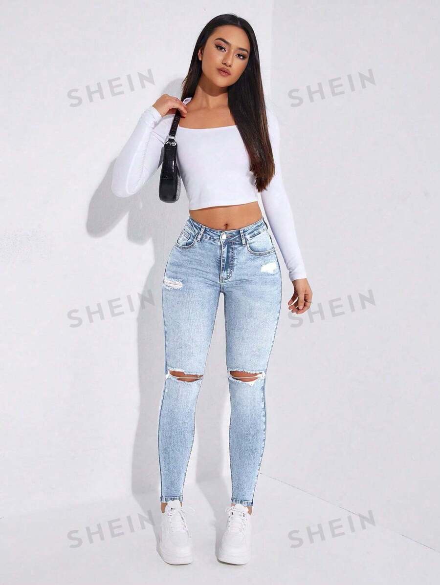 Jeans ajustados desgarro