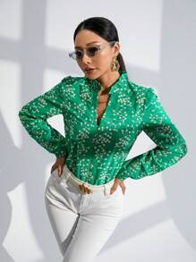 GENKIRA Random Embroidered Long Sleeve Shirt Fall Cloth For Women - Green - View 5