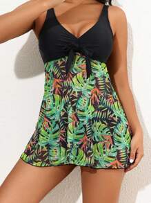 Swim Lushoire Summer Women'S Casual Tropical Plant Print Cami Tankini
