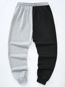 Manfinity Roughcore Pantalon de survêtement pour hommes avec cordon de serrage à la taille, imprimé en blocs de couleurs et lettres. Pantalon de survêtement graphique pour sortir, style gothique, cadeau pour petit ami, pour rave - Multicolore - Voir 2