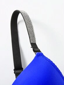 2pcs Women's Glitter Shoulder Strap Bra With Underwire Lingerie - Multicolor - View 4