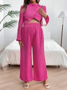 SHEIN Maternity Solid Color Casual 2pcs/Set