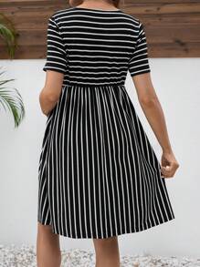 SHEIN 孕婦條紋哺乳裙