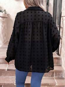 Calvaya Kích thước lớn Chấm bi áo - màu đen - Xem 2