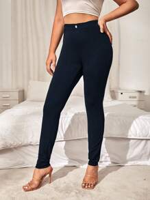 EURMUSE Women's Slim Fit Long Pants - Navy Blue - View 5